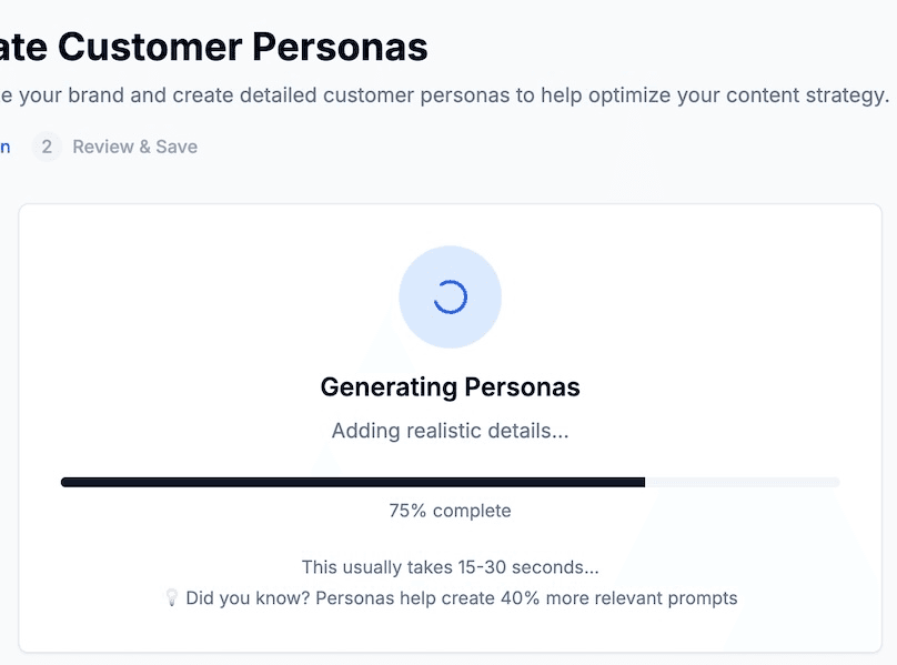 Génération de Personas IA - Testez comme vos vrais clients cherchent - Capture d'écran de l'interface